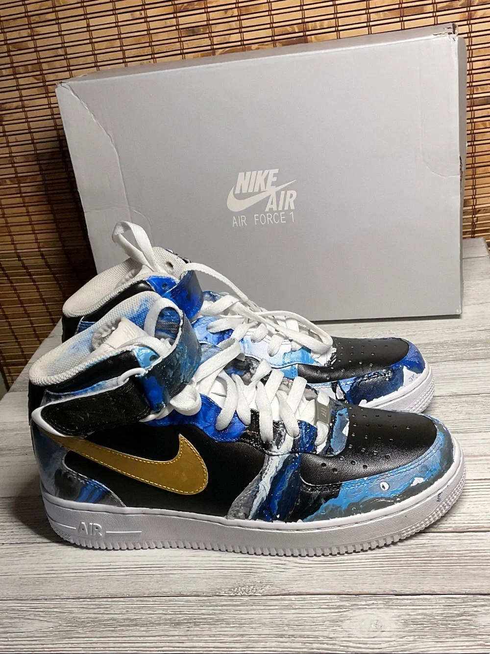Custom Hand-Painted high-top Nike Air Force 1 sneakers Men's Size 8
